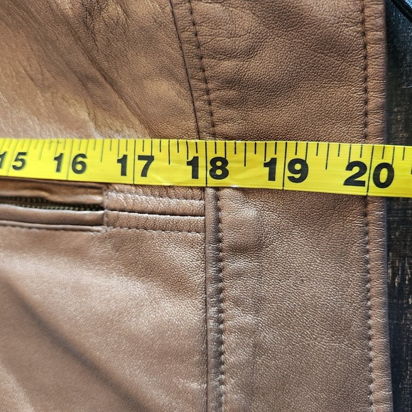 PowWow Leather Jacket Women's 6 Gold Bronze Short Moto Leopard‎ Lining Biker Zip - Picture 9 of 14